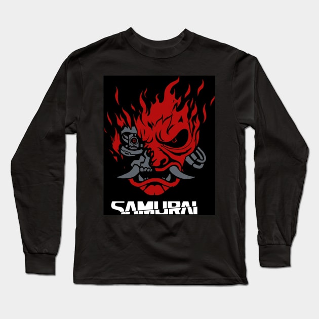 Cyberpunk Samurai Logo Long Sleeve T-Shirt by Zalbathira